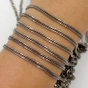 Oxidized Sterling Silver Solid Double Curb Chain